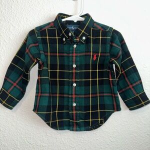 Ralph Lauren long-sleeved plaid shirt, size 12M